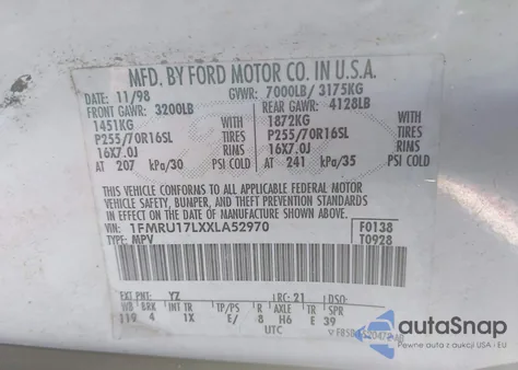 1999 Ford Expedition from USA, damaged, VIN 1FMRU17LXXLA52970